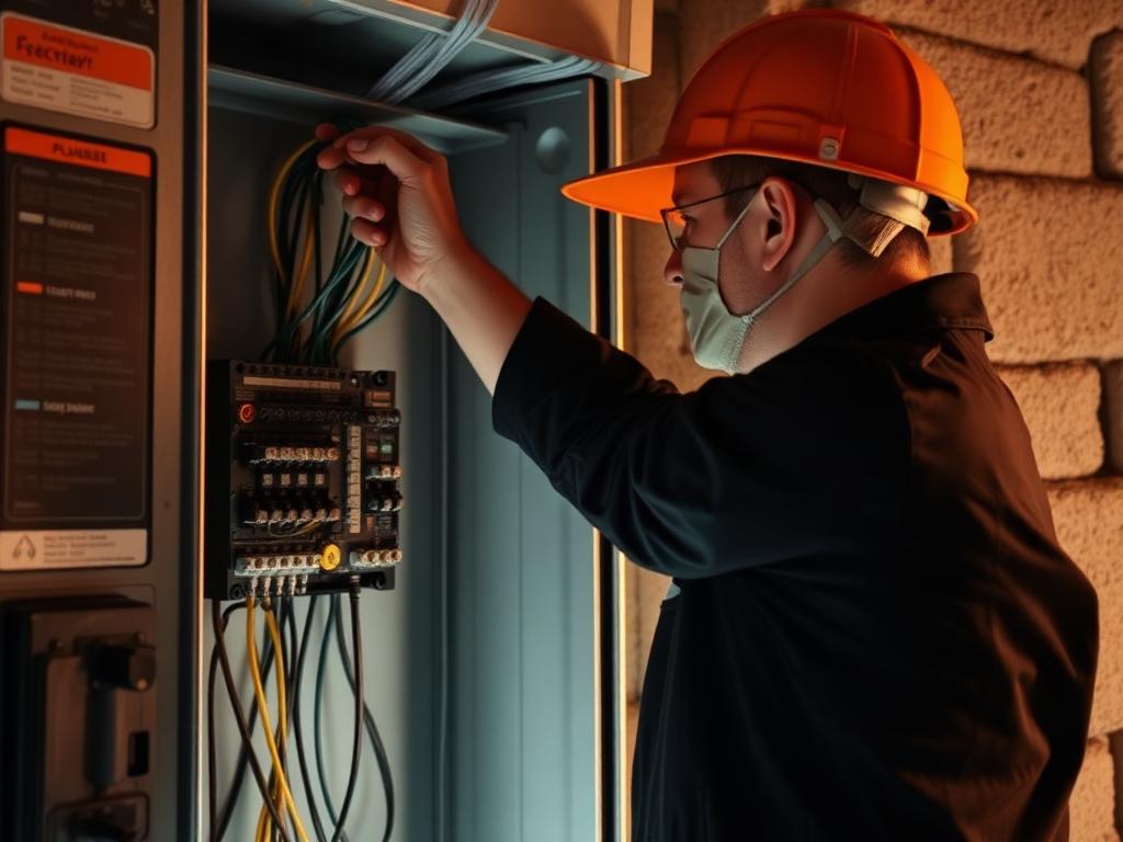 Elektriker arbejder i et sikringsskab